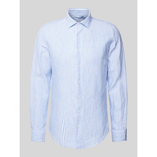 Koszula biznesowa o kroju slim fit z lnu ze wzorem w paski ze sklepu Peek&Cloppenburg  w kategorii Koszule męskie - zdjęcie 170551000