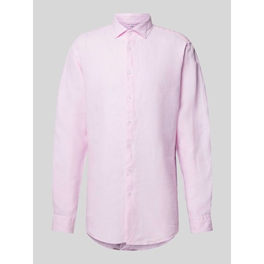 Koszula lniana o kroju regular fit z kołnierzykiem typu kent ze sklepu Peek&Cloppenburg  w kategorii Koszule męskie - zdjęcie 170551270