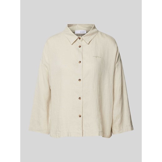 Bluzka lniana z wyhaftowanym logo model ‘Lia’ ze sklepu Peek&Cloppenburg  w kategorii Koszule damskie - zdjęcie 170551524
