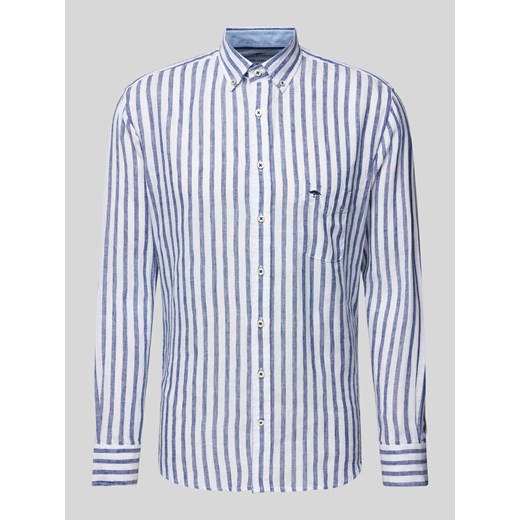 Koszula lniana o kroju Slim Fit z wzorem w paski ze sklepu Peek&Cloppenburg  w kategorii Koszule męskie - zdjęcie 170552174
