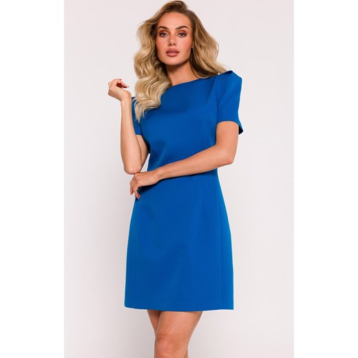 Sukienka mini z ozdobnymi rękawkami niebieska M777, Kolor niebieski, Rozmiar L, MOE ze sklepu Primodo w kategorii Sukienki - zdjęcie 170552412