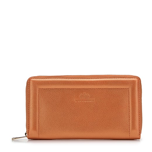 Damski portfel skórzany z ozdobnym brzegiem duży pomarańczowy ze sklepu WITTCHEN w kategorii Portfele damskie - zdjęcie 170552641