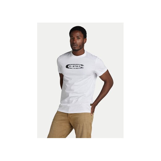 G-Star Raw T-Shirt Distressed D24365-336 Biały Regular Fit ze sklepu MODIVO w kategorii T-shirty męskie - zdjęcie 170554033