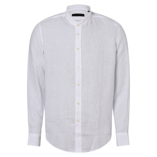 Drykorn Lniana koszula męska Mężczyźni Regular Fit len biały jednolity stójka ze sklepu vangraaf w kategorii Koszule męskie - zdjęcie 170555110