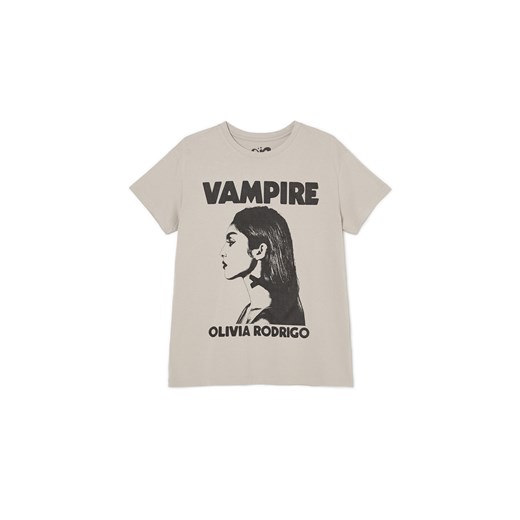 Cropp - T-shirt oversize z nadrukiem Olivia Rodrigo - szary Cropp M Cropp