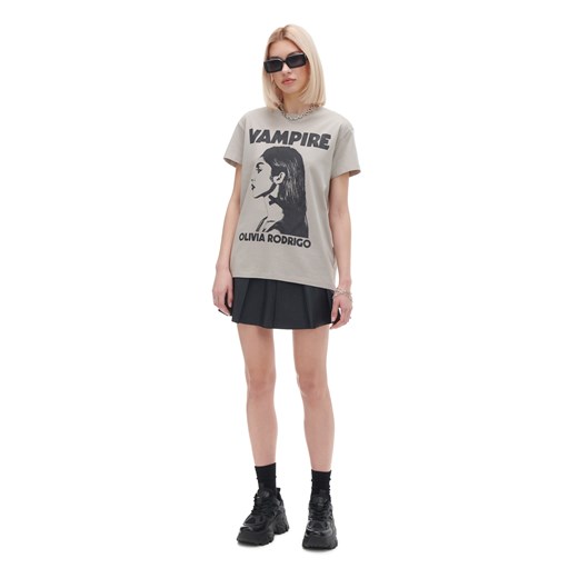 Cropp - T-shirt oversize z nadrukiem Olivia Rodrigo - szary Cropp S Cropp