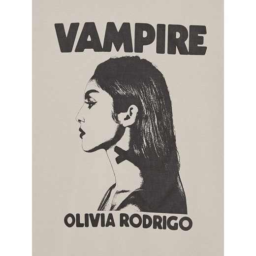 Cropp - T-shirt oversize z nadrukiem Olivia Rodrigo - szary Cropp M Cropp