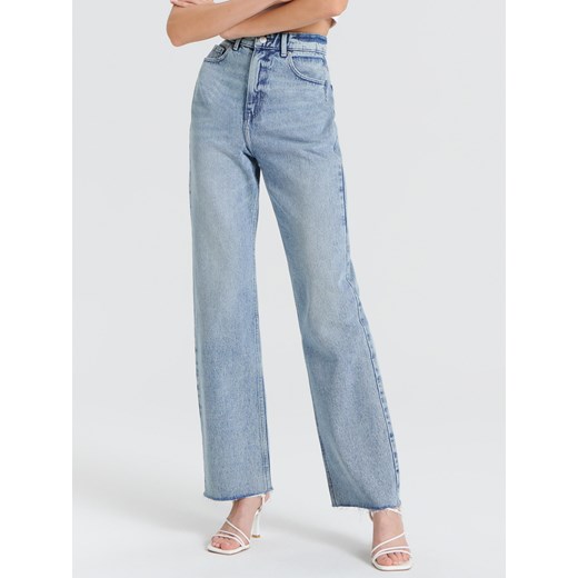 Sinsay - Jeansy wide leg high waist - niebieski Sinsay 32 Sinsay