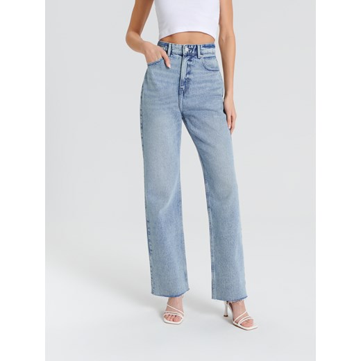 Sinsay - Jeansy wide leg high waist - niebieski Sinsay 40 Sinsay