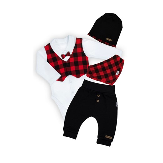 Komplet niemowlęcy body + spodnie + czapka i apaszka czarny ze sklepu 5.10.15 w kategorii Ubranka do chrztu - zdjęcie 170556061