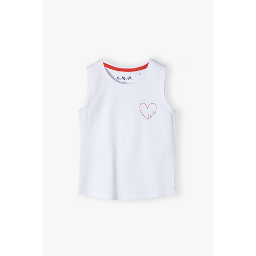 Biały t-shirt bawełniany dla dziewczynki bez rękawów ze sklepu 5.10.15 w kategorii Bluzki dziewczęce - zdjęcie 170556093