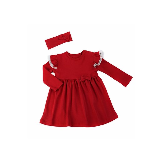 Komplet dziewczęcy sukienka i opaska bordowy ze sklepu 5.10.15 w kategorii Sukienki niemowlęce - zdjęcie 170556160