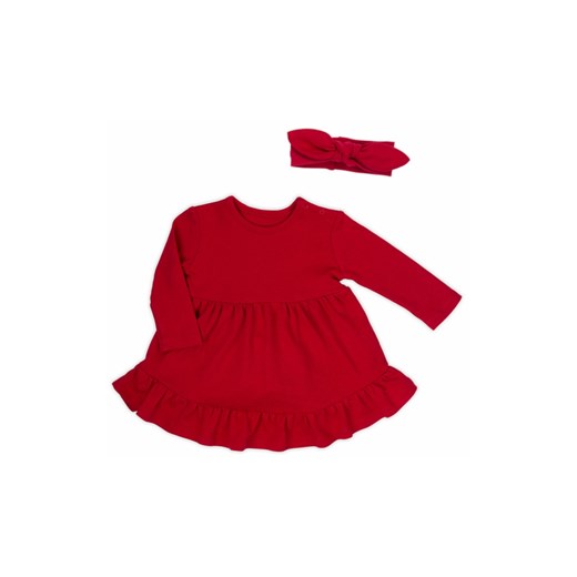Komplet dziewczęcy sukienka i opaska czerwony ze sklepu 5.10.15 w kategorii Sukienki niemowlęce - zdjęcie 170556232