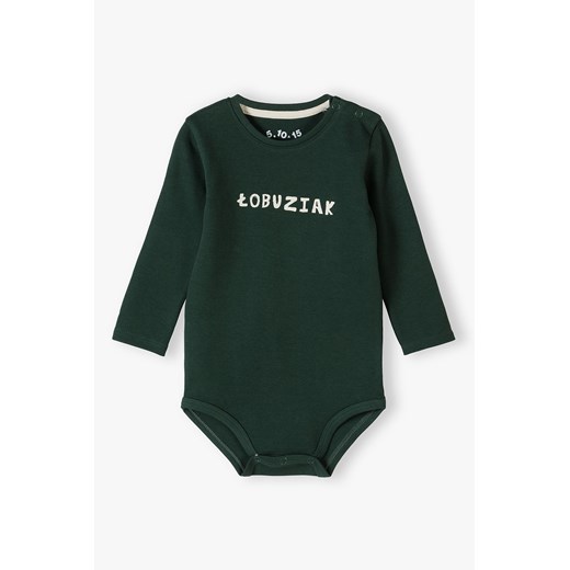Zielone bawełniane body niemowlęce - ŁOBUZIAK ze sklepu 5.10.15 w kategorii Body niemowlęce - zdjęcie 170556263