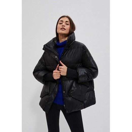 Czarna pikowana kurtka damska na zimę z wysokim kołnierzem ze sklepu 5.10.15 w kategorii Kurtki damskie - zdjęcie 170556334