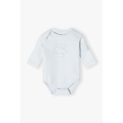 Dzianinowe body dla niemowlaka z miękkim nadrukiem - błękitne ze sklepu 5.10.15 w kategorii Body niemowlęce - zdjęcie 170556360
