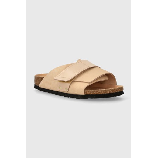 Birkenstock klapki skórzane Kyoto damskie kolor beżowy 1026560 37 PRM