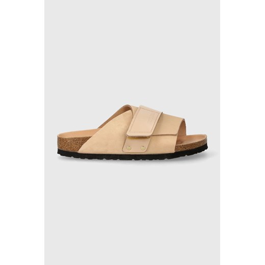 Birkenstock klapki skórzane Kyoto damskie kolor beżowy 1026560 41 PRM