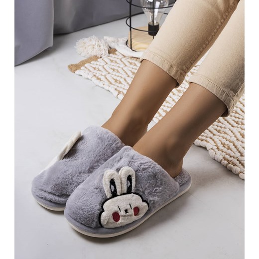 Szare miękkie kapcie Half Bunny ze sklepu gemre w kategorii Kapcie damskie - zdjęcie 170560490