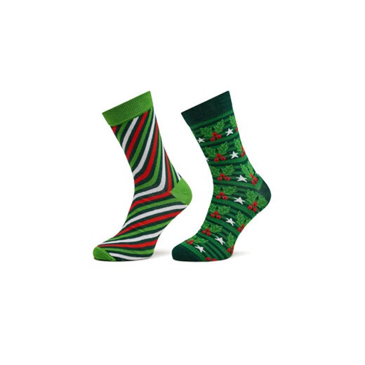 Rainbow Socks Zestaw 2 par wysokich skarpet męskich Xmas Socks Balls Adults Gifts Pak 2 Zielony ze sklepu MODIVO w kategorii Skarpetki męskie - zdjęcie 170561060