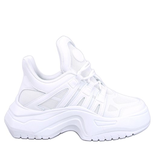 Sneakersy na koturnie Nuthall White białe ze sklepu ButyModne.pl w kategorii Buty sportowe damskie - zdjęcie 170563304