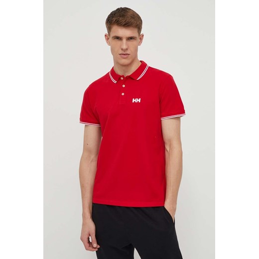 Helly Hansen polo bawełniane kolor czerwony gładki ze sklepu ANSWEAR.com w kategorii T-shirty męskie - zdjęcie 170567364