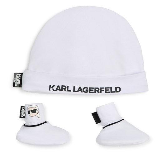 Zestaw Czapka i Skarpety Karl Lagerfeld Kids Z30180 Biały ze sklepu eobuwie.pl w kategorii Czapki dziecięce - zdjęcie 170568611