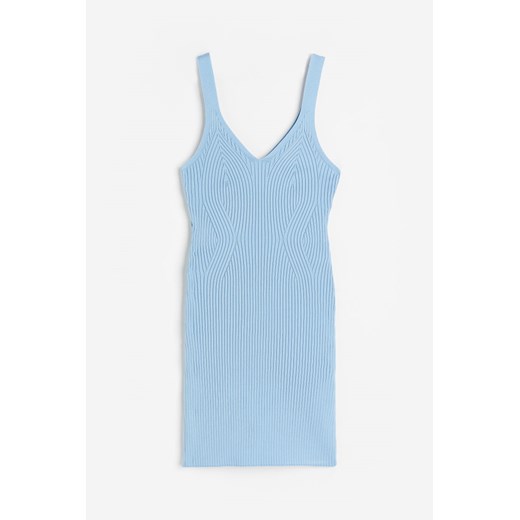 H & M - Sukienka bodycon z dzianiny w prążki - Niebieski ze sklepu H&M w kategorii Sukienki - zdjęcie 170568674