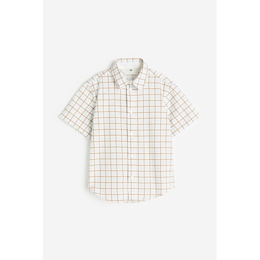 H & M - Bawełniana koszula z krótkim rękawem - Biały H & M 98 (2-3Y) H&M