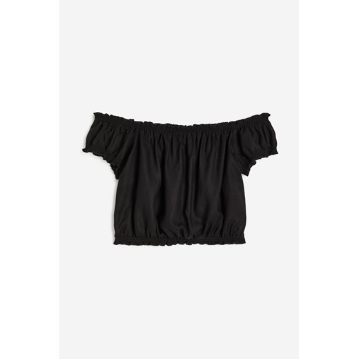 H & M - Bluzka z odkrytymi ramionami i falbankami - Czarny ze sklepu H&M w kategorii Bluzki damskie - zdjęcie 170568774