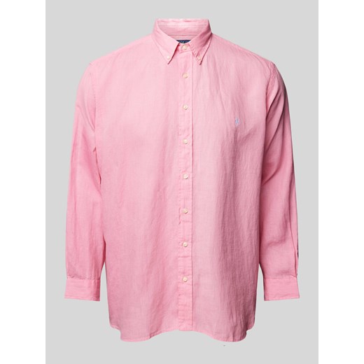 Koszula lniana PLUS SIZE o kroju straight fit z wyhaftowanym logo ze sklepu Peek&Cloppenburg  w kategorii Koszule męskie - zdjęcie 170574212