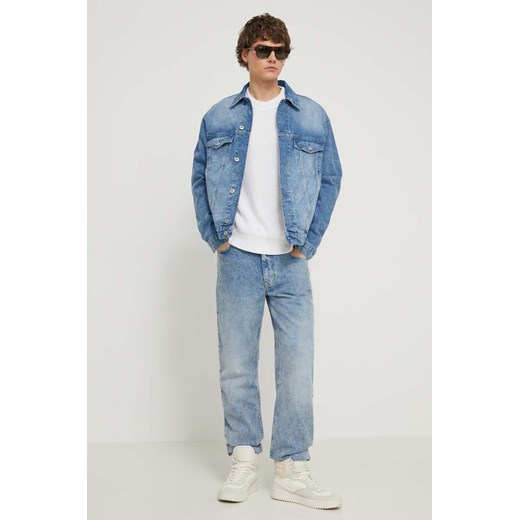Karl Lagerfeld Jeans kurtka jeansowa męska kolor niebieski przejściowa oversize M ANSWEAR.com