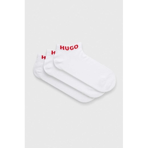 HUGO skarpetki 3-pack męskie kolor biały 50516405 ze sklepu ANSWEAR.com w kategorii Skarpetki męskie - zdjęcie 170578481