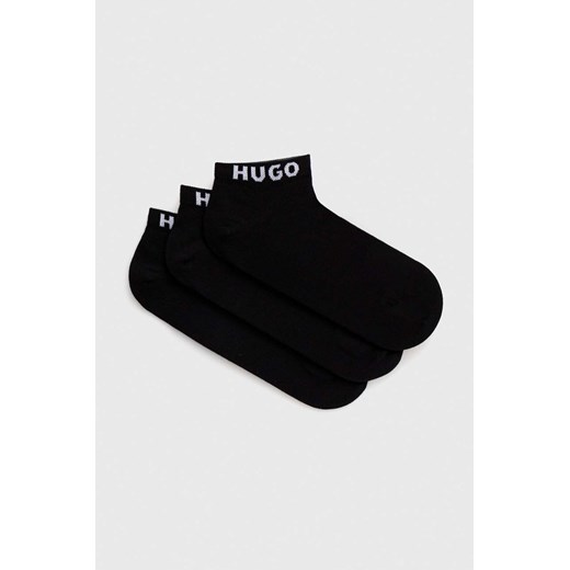 HUGO skarpetki 3-pack męskie kolor czarny 50516405 ze sklepu ANSWEAR.com w kategorii Skarpetki męskie - zdjęcie 170578483