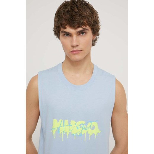HUGO t-shirt bawełniany męski kolor niebieski 50509968 ze sklepu ANSWEAR.com w kategorii T-shirty męskie - zdjęcie 170578982