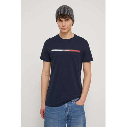 Tommy Jeans t-shirt bawełniany męski kolor granatowy z nadrukiem DM0DM13509 ze sklepu ANSWEAR.com w kategorii T-shirty męskie - zdjęcie 170579013