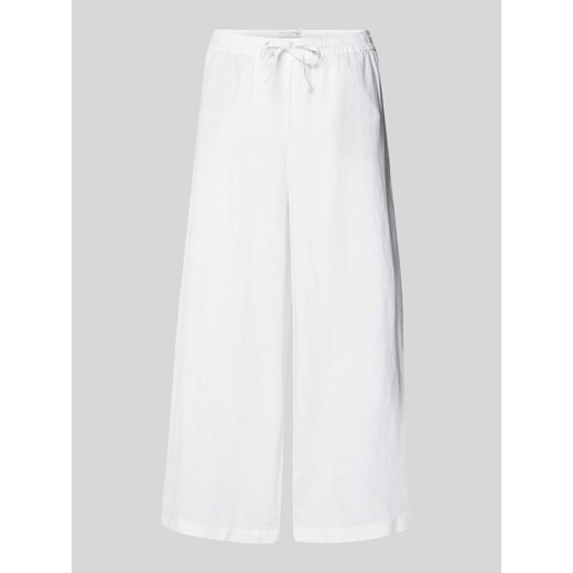 Spodnie lniane o kroju regular fit z elastycznym pasem ze sklepu Peek&Cloppenburg  w kategorii Spodnie damskie - zdjęcie 170581890