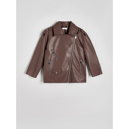 Reserved - Kurtka oversize z imitacji skóry - brązowy Reserved M Reserved