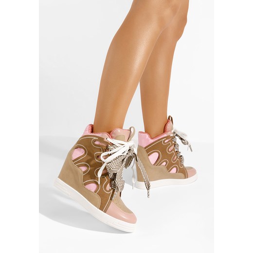 Różowe sneakersy damskie na koturnie Jessy ze sklepu Zapatos w kategorii Buty sportowe damskie - zdjęcie 170589051