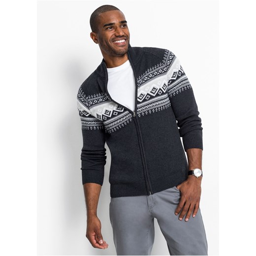 Sweter rozpinany w norweski wzór ze sklepu bonprix w kategorii Swetry męskie - zdjęcie 170592122