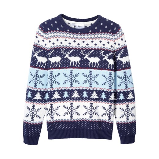 Sweter chłopięcy w renifery ze sklepu bonprix w kategorii Swetry chłopięce - zdjęcie 170592153