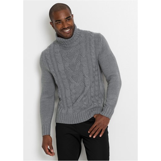 Sweter z golfem, w warkocze ze sklepu bonprix w kategorii Swetry męskie - zdjęcie 170592280