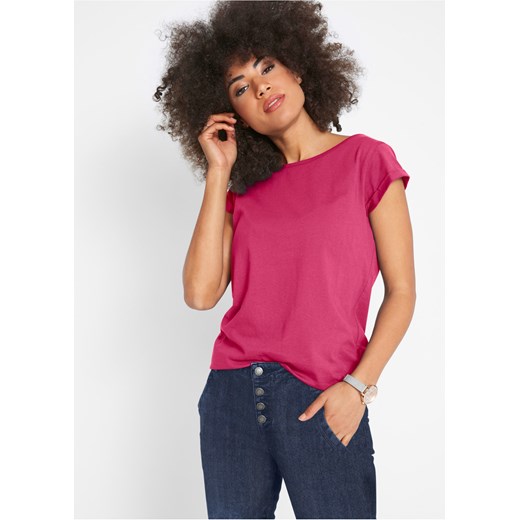 Shirt bawełniany, krótki rękaw ze sklepu bonprix w kategorii Bluzki damskie - zdjęcie 170593584