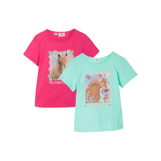 T-shirt dziewczęcy (2 szt.), bawełna organiczna ze sklepu bonprix w kategorii Bluzki dziewczęce - zdjęcie 170594954