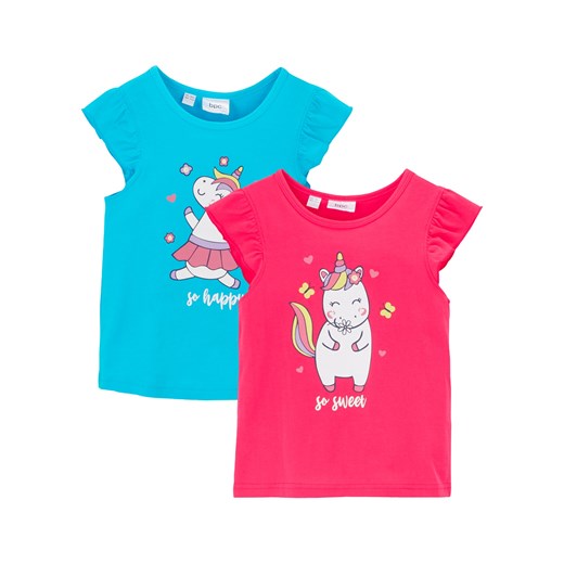 T-shirt dziewczęcy (2 szt.), bawełna organiczna ze sklepu bonprix w kategorii Bluzki dziewczęce - zdjęcie 170595463
