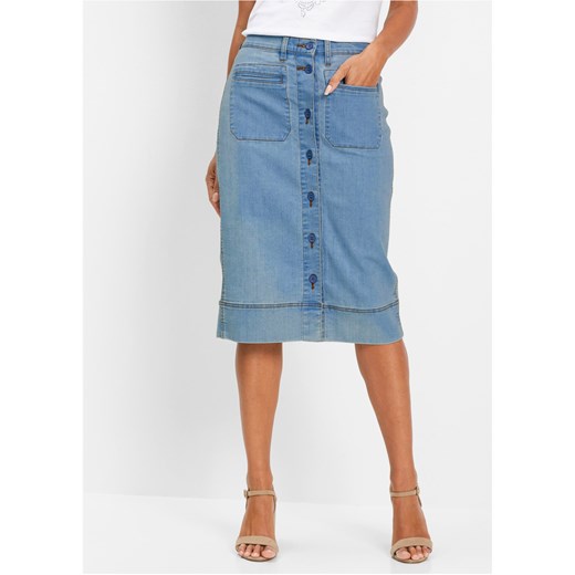 Spódnica dżinsowa z guzikami ze sklepu bonprix w kategorii Spódnice - zdjęcie 170595571