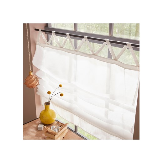 Roleta z wiązanymi troczkami z materiału w optyce lnu Wys./szer. 130/100 cm bonprix
