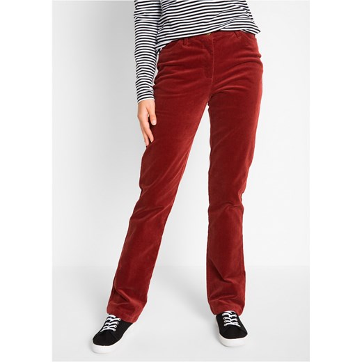 Spodnie sztruksowe ze stretchem Straight ze sklepu bonprix w kategorii Spodnie damskie - zdjęcie 170596434