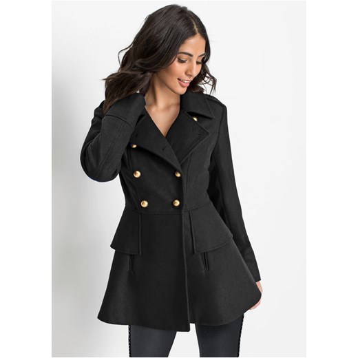 Krótki płaszcz w militarnym stylu z domieszką wełny ze sklepu bonprix w kategorii Płaszcze damskie - zdjęcie 170596813