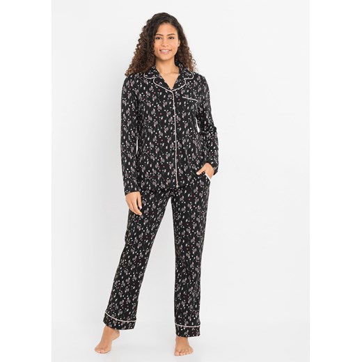 Piżama z plisą guzikową ze sklepu bonprix w kategorii Piżamy damskie - zdjęcie 170596970